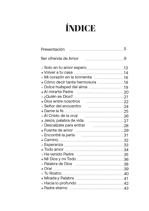 Ser ofrenda índice Ser ofrenda índice